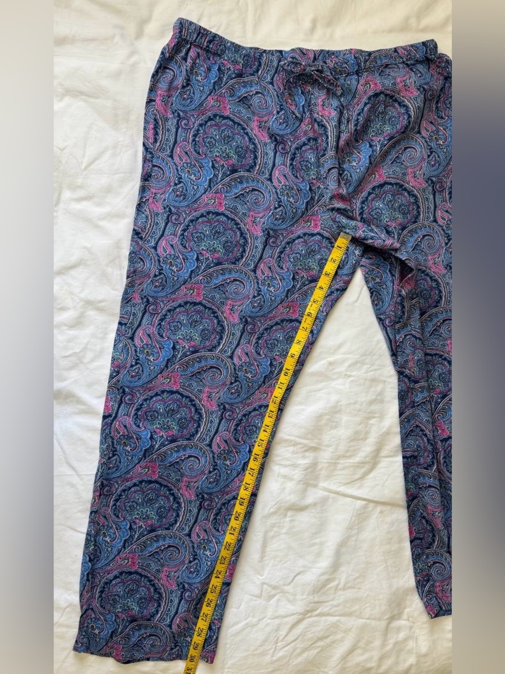 Ralph Lauren Pajamas 2-Piece Set Womens SZ XL Paisley Navy Pink EUC - Picture 11 of 13